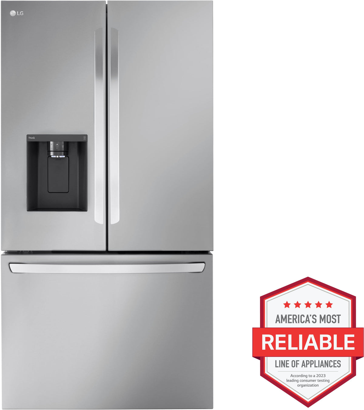 LG - 36-in Wide Counter-Depth MAX 25.5 Cu. Ft. French Door Smart Refrigerator with Dual Ice - Stainless Steel