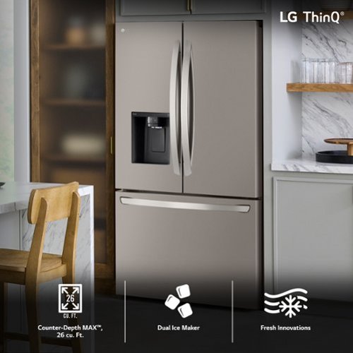 LG - 36-in Wide Counter-Depth MAX 25.5 Cu. Ft. French Door Smart Refrigerator with Dual Ice - Stainless Steel