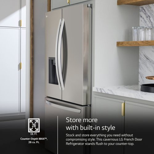 LG - 36-in Wide Counter-Depth MAX 25.5 Cu. Ft. French Door Smart Refrigerator with Dual Ice - Stainless Steel