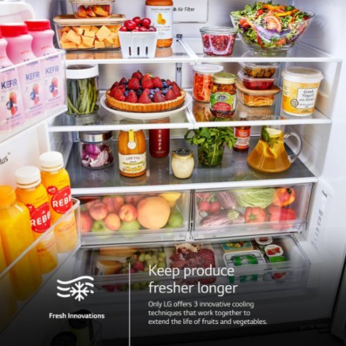 LG - 36-in Wide Counter-Depth MAX 25.5 Cu. Ft. French Door Smart Refrigerator with Dual Ice - Stainless Steel