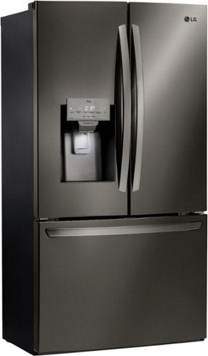 LG - 36-in Wide 27.7 Cu. Ft. French Door Smart Refrigerator with External Ice and Water - Black Stainless Steel
