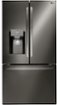 LG - 36-in Wide 27.7 Cu. Ft. French Door Smart Refrigerator with External Ice and Water - Black Stainless Steel