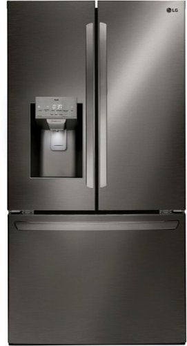 LG - 36-in Wide 27.7 Cu. Ft. French Door Smart Refrigerator with External Ice and Water - Black Stainless Steel