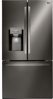LG - 36-in Wide 27.7 Cu. Ft. French Door Smart Refrigerator with External Ice and Water - Black Stainless Steel