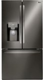 LG - 36-in Wide 27.7 Cu. Ft. French Door Smart Refrigerator with External Ice and Water - Black Stainless Steel