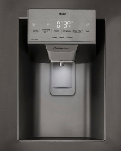 LG - 36-in Wide 27.7 Cu. Ft. French Door Smart Refrigerator with External Ice and Water - Black Stainless Steel