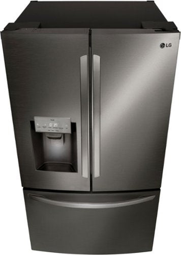 LG - 36-in Wide 27.7 Cu. Ft. French Door Smart Refrigerator with External Ice and Water - Black Stainless Steel