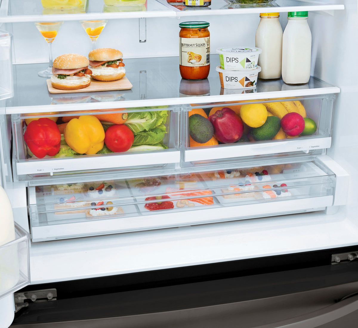 LG - 36-in Wide 27.7 Cu. Ft. French Door Smart Refrigerator with External Ice and Water - Black Stainless Steel