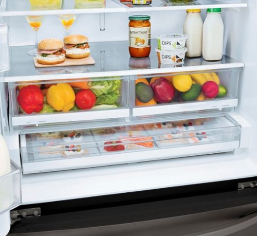 LG - 36-in Wide 27.7 Cu. Ft. French Door Smart Refrigerator with External Ice and Water - Black Stainless Steel