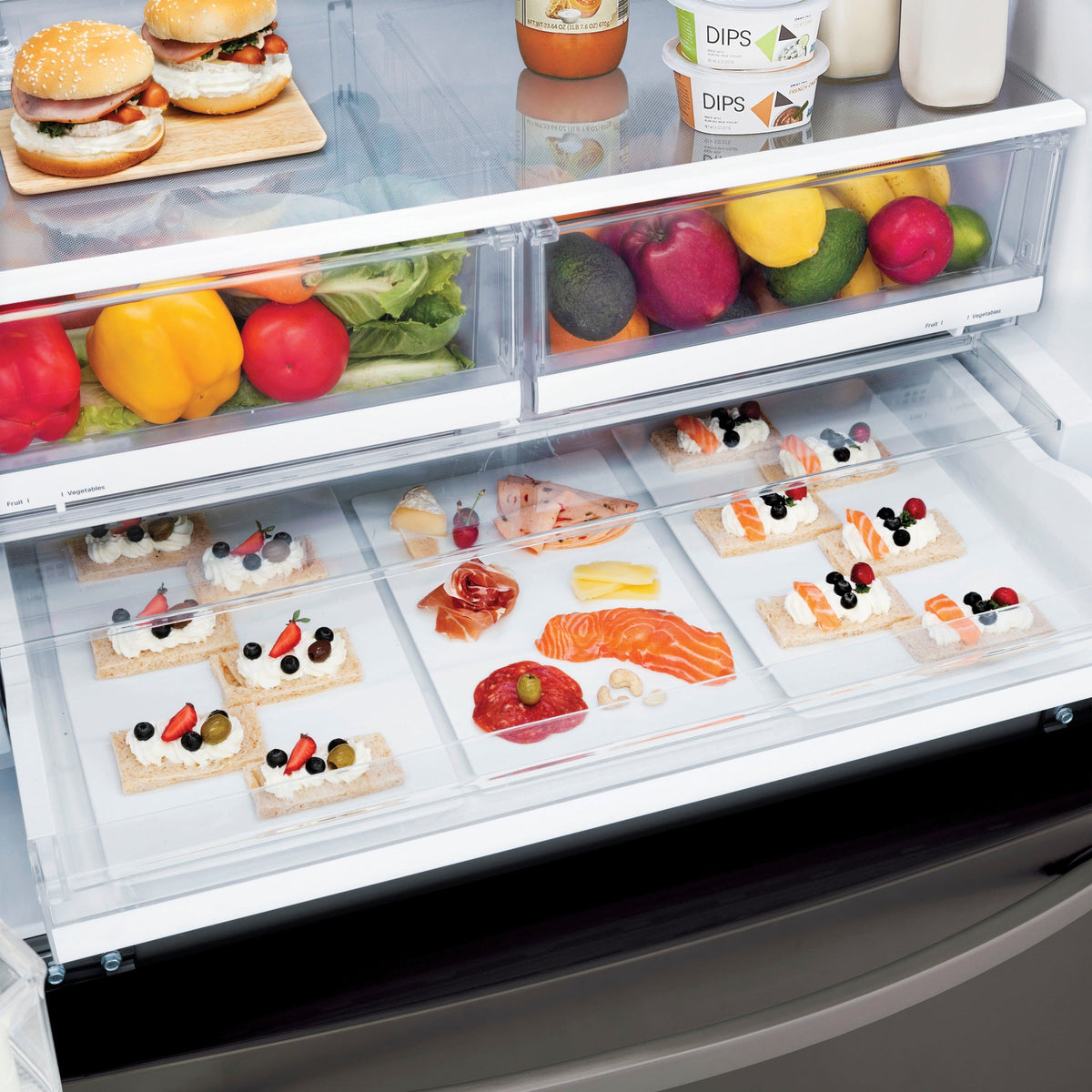 LG - 36-in Wide 27.7 Cu. Ft. French Door Smart Refrigerator with External Ice and Water - Black Stainless Steel