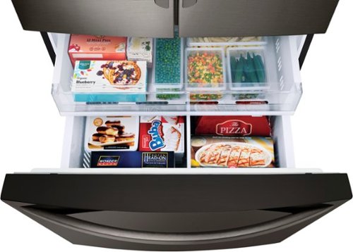 LG - 36-in Wide 27.7 Cu. Ft. French Door Smart Refrigerator with External Ice and Water - Black Stainless Steel