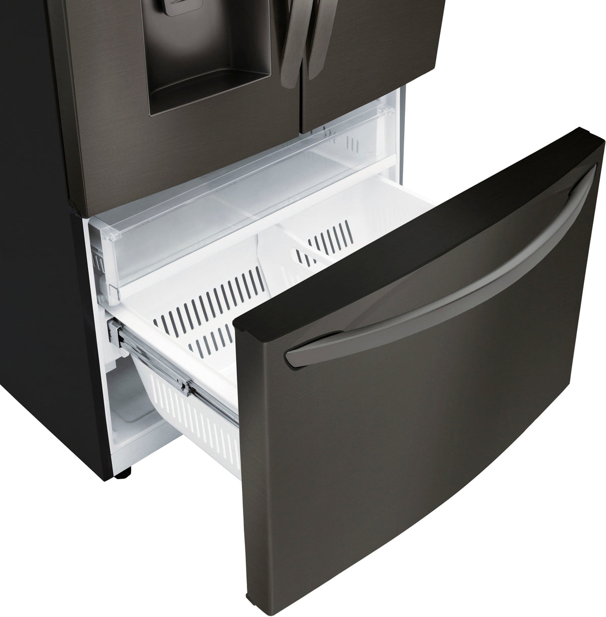 LG - 36-in Wide 27.7 Cu. Ft. French Door Smart Refrigerator with External Ice and Water - Black Stainless Steel