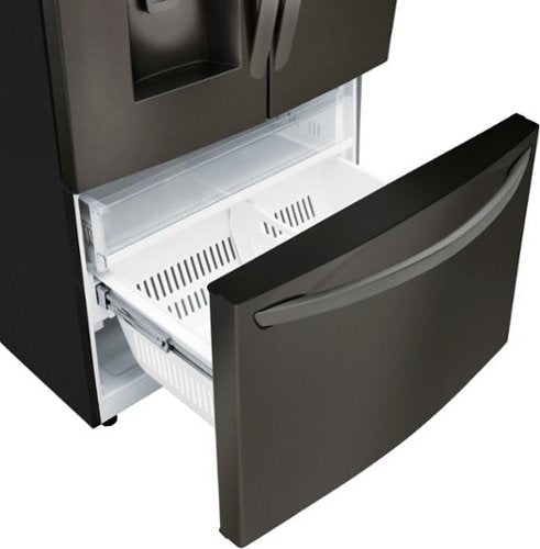 LG - 36-in Wide 27.7 Cu. Ft. French Door Smart Refrigerator with External Ice and Water - Black Stainless Steel