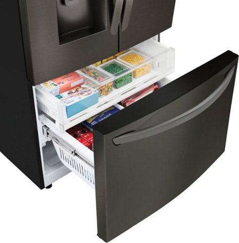 LG - 36-in Wide 27.7 Cu. Ft. French Door Smart Refrigerator with External Ice and Water - Black Stainless Steel