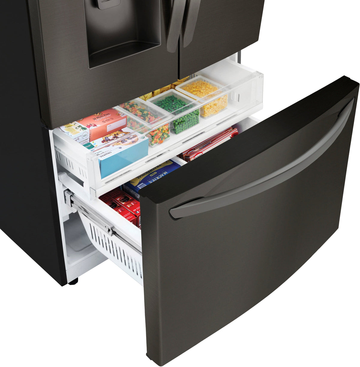 LG - 36-in Wide 27.7 Cu. Ft. French Door Smart Refrigerator with External Ice and Water - Black Stainless Steel