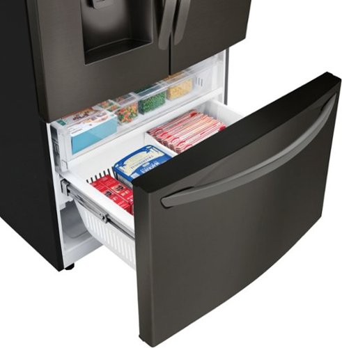 LG - 36-in Wide 27.7 Cu. Ft. French Door Smart Refrigerator with External Ice and Water - Black Stainless Steel