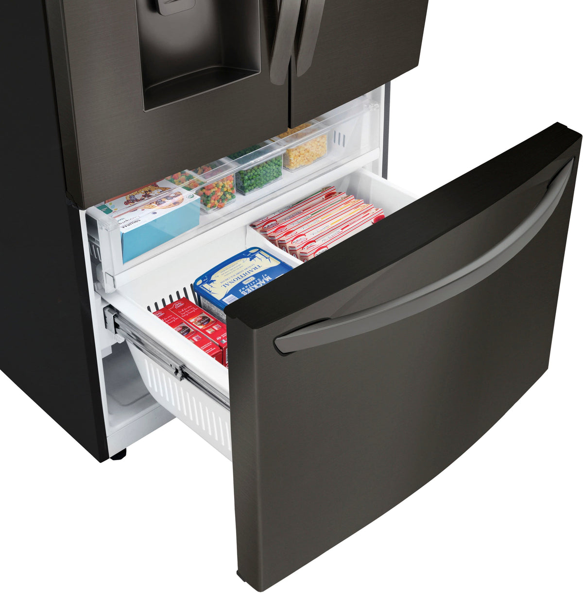 LG - 36-in Wide 27.7 Cu. Ft. French Door Smart Refrigerator with External Ice and Water - Black Stainless Steel