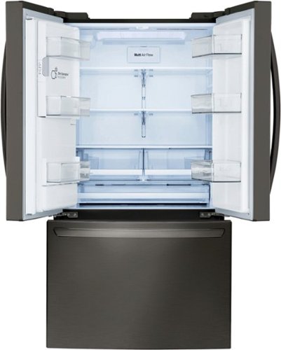 LG - 36-in Wide 27.7 Cu. Ft. French Door Smart Refrigerator with External Ice and Water - Black Stainless Steel