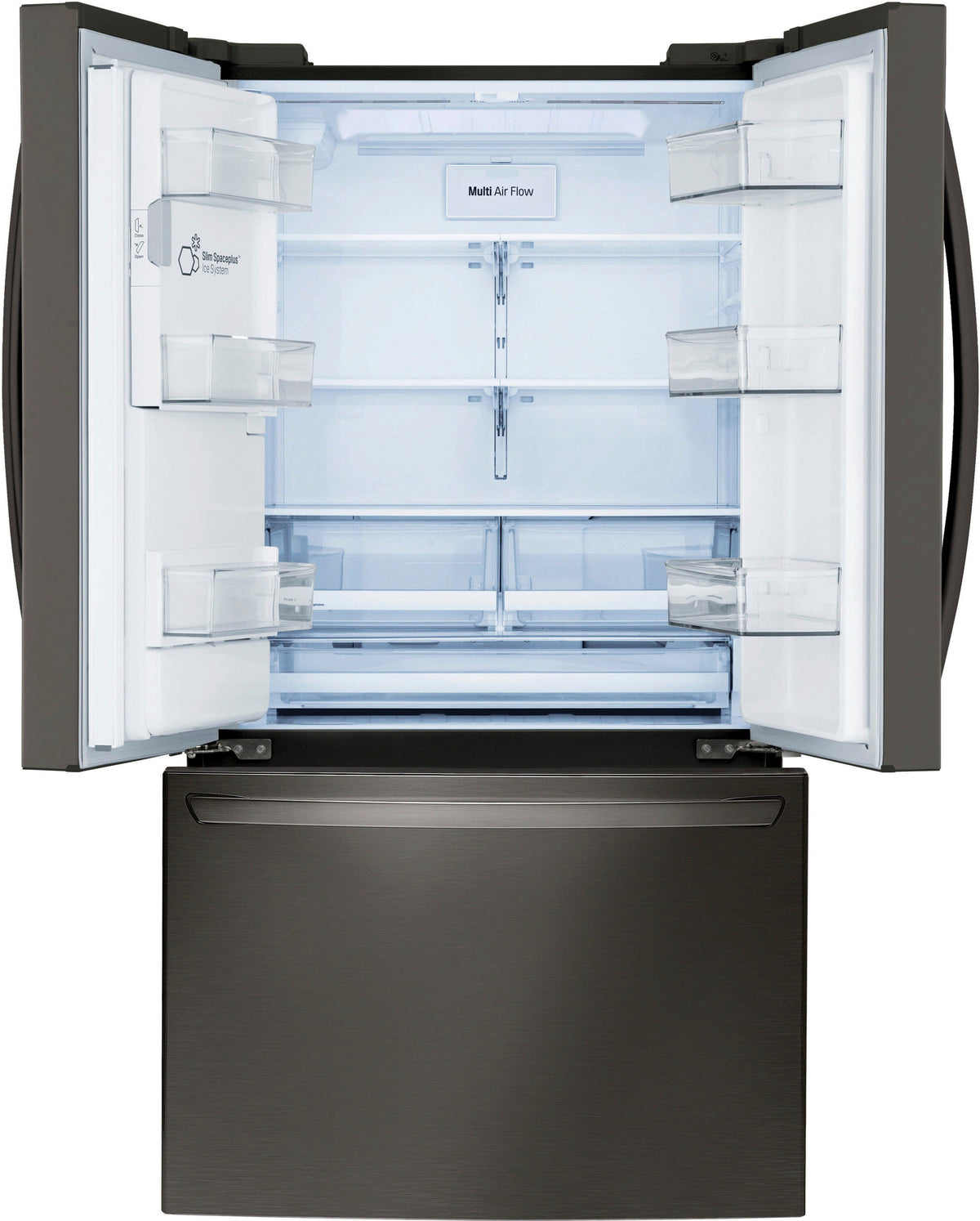 LG - 36-in Wide 27.7 Cu. Ft. French Door Smart Refrigerator with External Ice and Water - Black Stainless Steel
