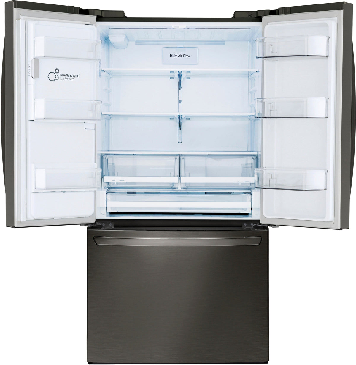 LG - 36-in Wide 27.7 Cu. Ft. French Door Smart Refrigerator with External Ice and Water - Black Stainless Steel
