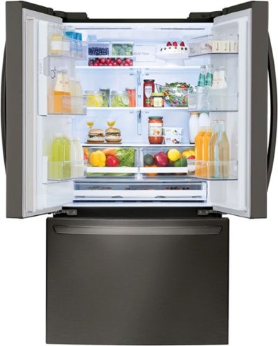 LG - 36-in Wide 27.7 Cu. Ft. French Door Smart Refrigerator with External Ice and Water - Black Stainless Steel
