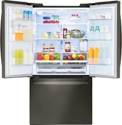 LG - 36-in Wide 27.7 Cu. Ft. French Door Smart Refrigerator with External Ice and Water - Black Stainless Steel
