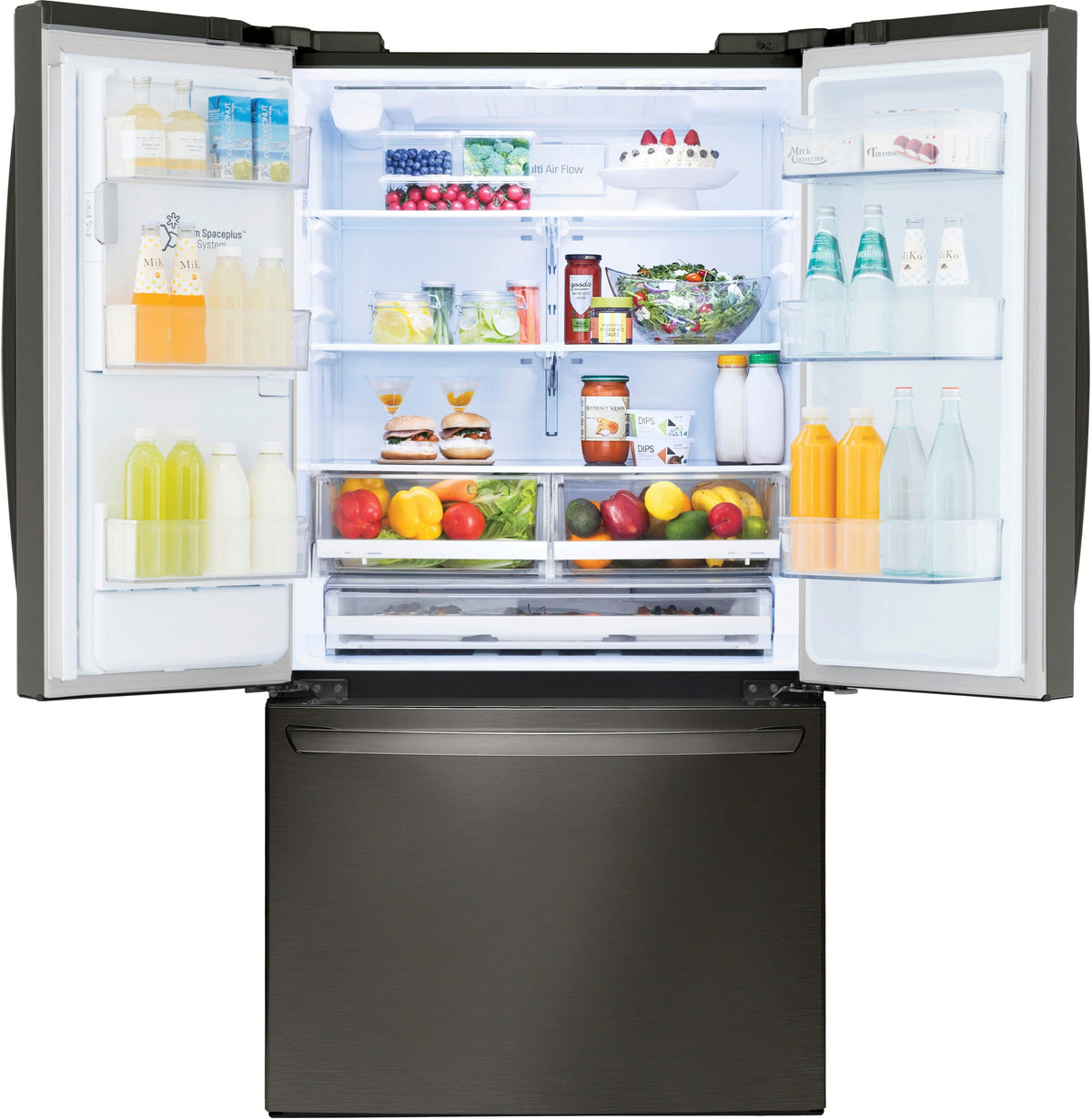 LG - 36-in Wide 27.7 Cu. Ft. French Door Smart Refrigerator with External Ice and Water - Black Stainless Steel