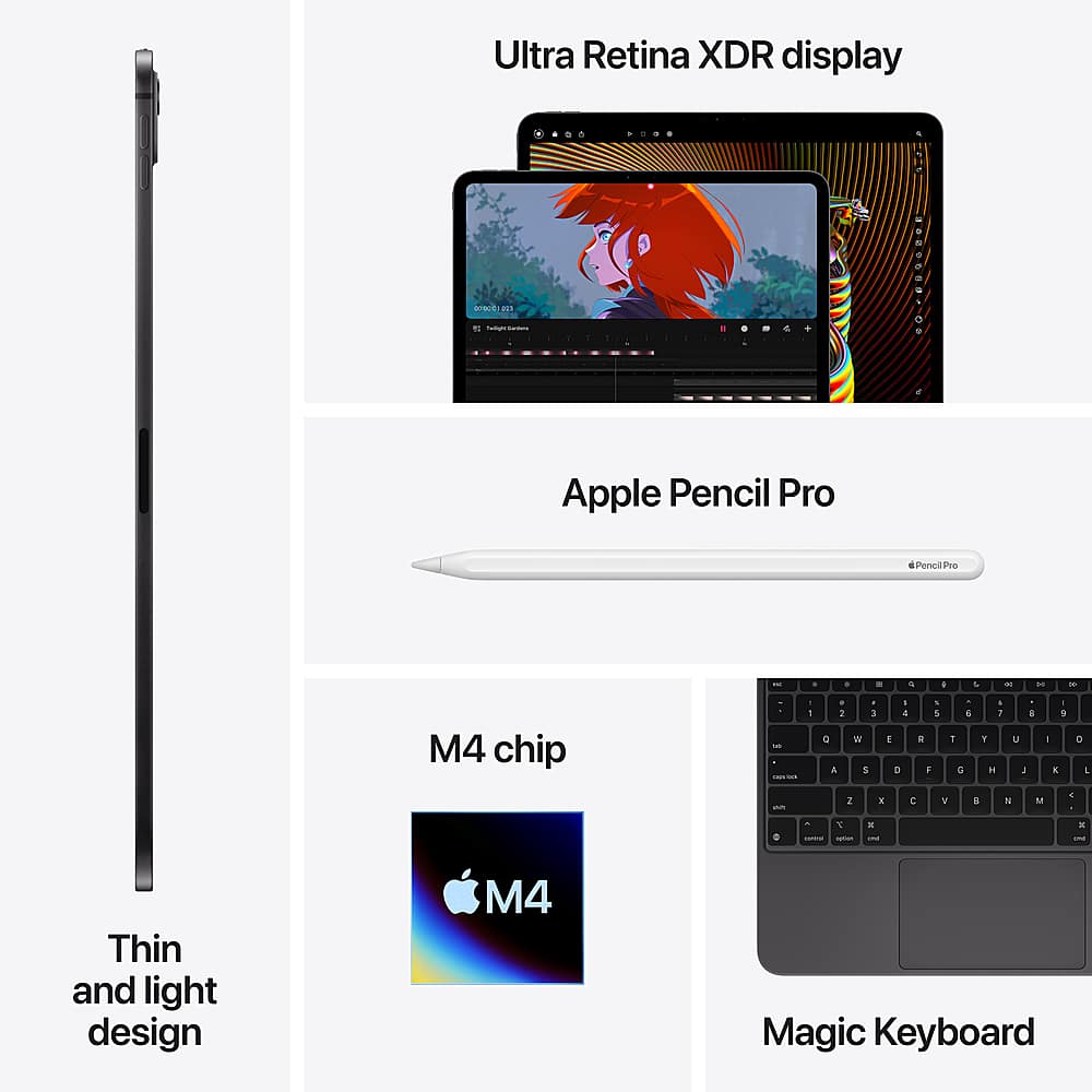 Apple - Geek Squad Certified Refurbished 13-inch iPad Pro M4 chip Built for Apple Intelligence Wi-Fi 256GB with OLED - Space Black