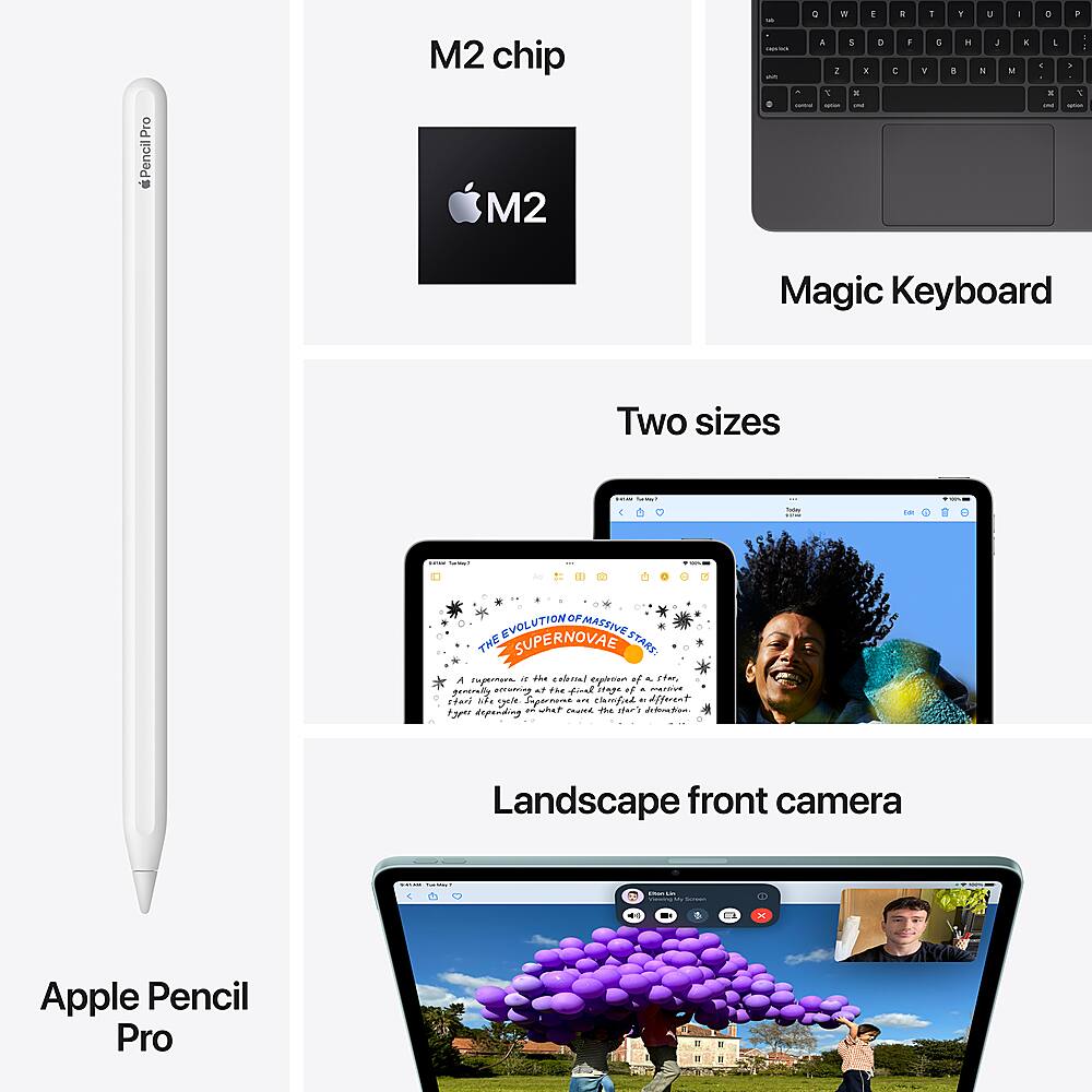 Apple - Geek Squad Certified Refurbished 13-inch iPad Air M2 chip Built for Apple Intelligence Wi-Fi 512GB - Space Gray