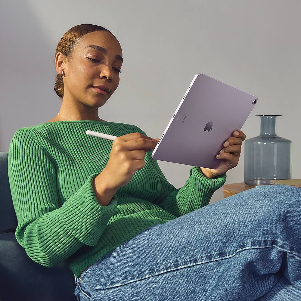 Apple - Geek Squad Certified Refurbished 11-inch iPad Air M2 chip Built for Apple Intelligence Wi-Fi + Cellular 128GB - Space Gray (Unlocked)