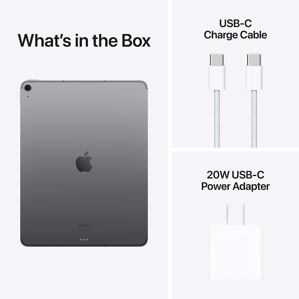 Apple - Geek Squad Certified Refurbished 13-inch iPad Air M2 chip Built for Apple Intelligence Wi-Fi + Cellular 128GB - Space Gray (Unlocked)