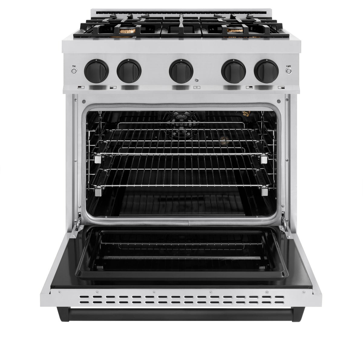 30 in. Wide 4 Burner ZLINE Autograph Edition Classic Gas Range with Matte Black Accents (CGRZ-30-MB) - Stainless Steel