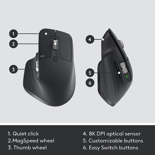 Logitech - MX Keys Combo for Business Full-size Wireless Scissor Keyboard and Mouse Bundle for Windows/Mac/Chrome/Linux - Graphite