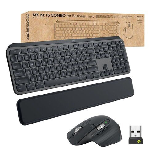 Logitech - MX Keys Combo for Business Full-size Wireless Scissor Keyboard and Mouse Bundle for Windows/Mac/Chrome/Linux - Graphite