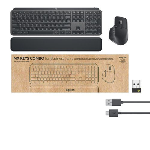 Logitech - MX Keys Combo for Business Full-size Wireless Scissor Keyboard and Mouse Bundle for Windows/Mac/Chrome/Linux - Graphite