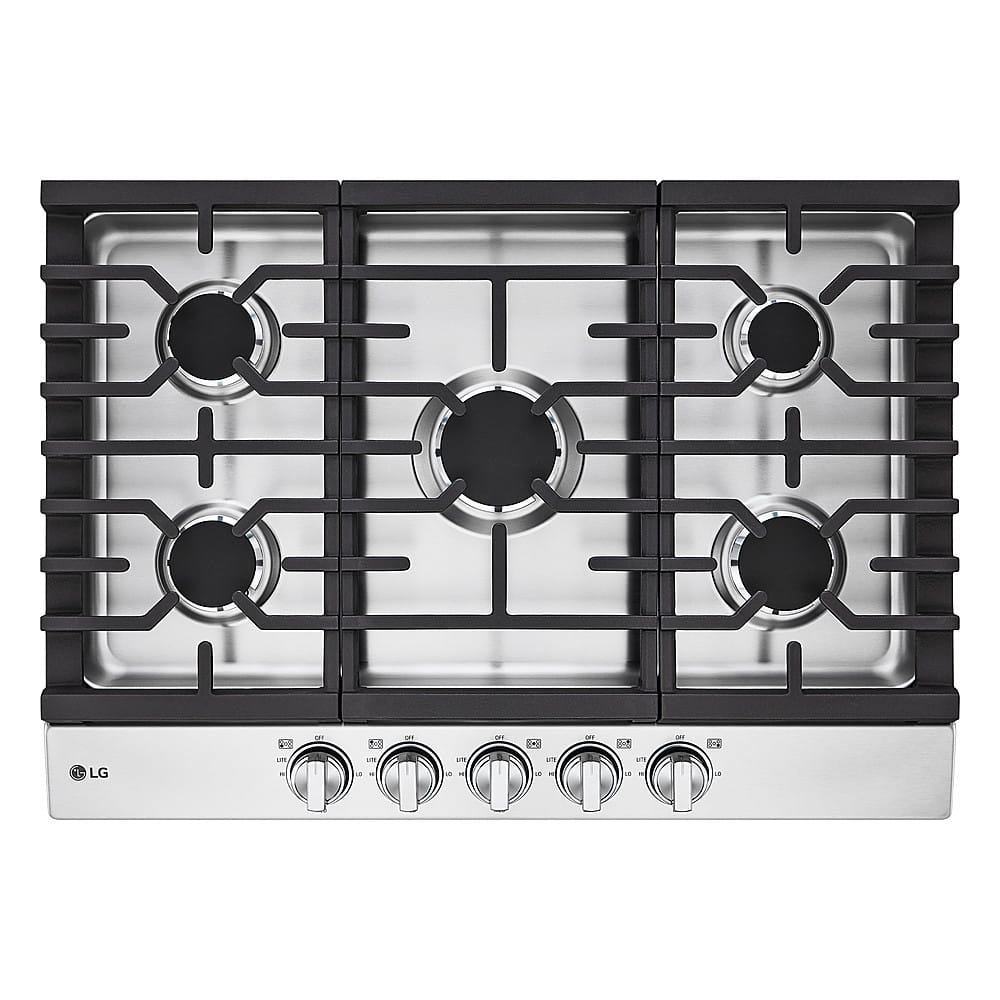 LG - 30-in Wide Built-In Gas Cooktop with 5 Burners and EasyClean - Stainless Steel
