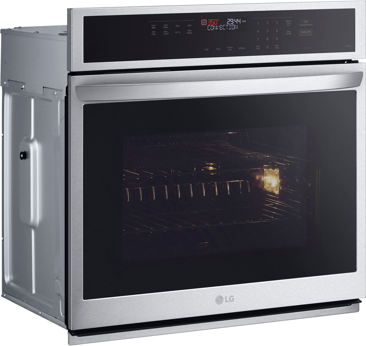 LG - 30" 4.7 Cu. Ft. Built-In Single Electric Convection Smart Wall Oven with Air Fry - Stainless Steel