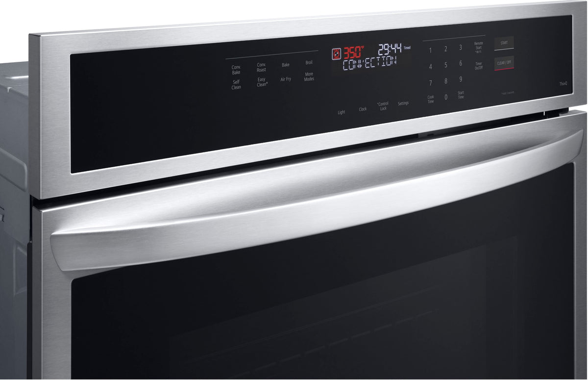 LG - 30" 4.7 Cu. Ft. Built-In Single Electric Convection Smart Wall Oven with Air Fry - Stainless Steel