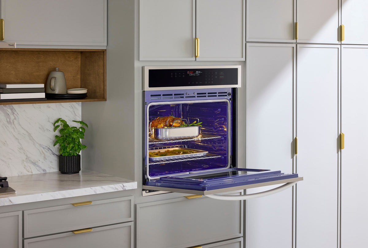 LG - 30" 4.7 Cu. Ft. Built-In Single Electric Convection Smart Wall Oven with Air Fry - Stainless Steel