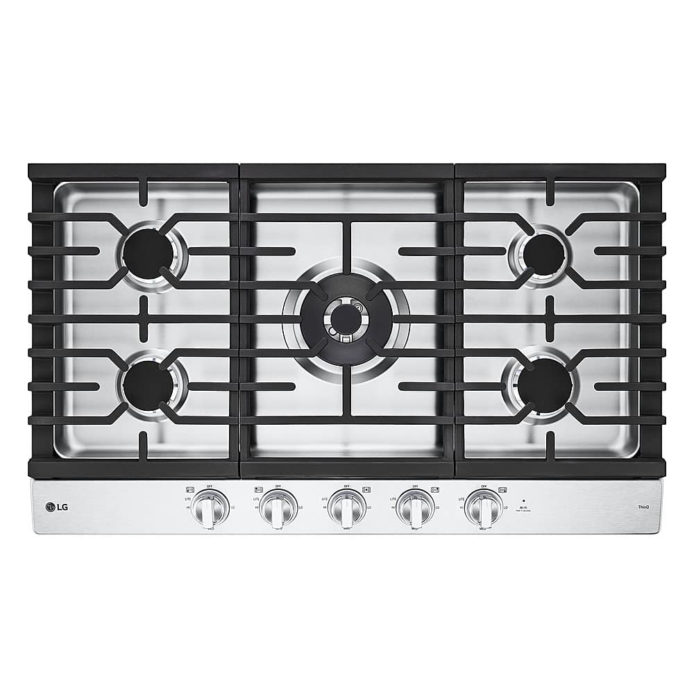LG - 36-in Wide Built-In Smart Gas Cooktop with 5 Burners and EasyClean - Stainless Steel