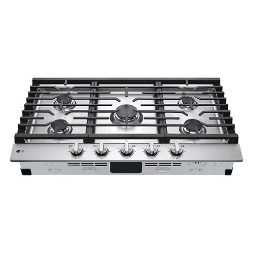 LG - 36-in Wide Built-In Gas Cooktop with 5 Burners and EasyClean - Stainless Steel
