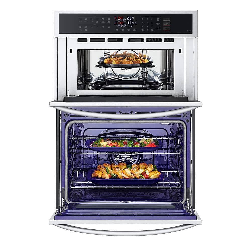 LG - 30-in Wide Smart Built-In Electric Convection Combination Wall Oven with Microwave and Air Fry - Stainless Steel