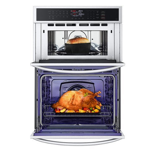LG - 30-in Wide Smart Built-In Electric Convection Combination Wall Oven with Microwave and Air Fry - Stainless Steel