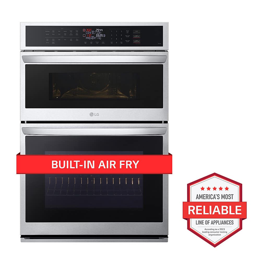 LG - 30-in Wide Smart Built-In Electric Convection Combination Wall Oven with Microwave and Air Fry - Stainless Steel