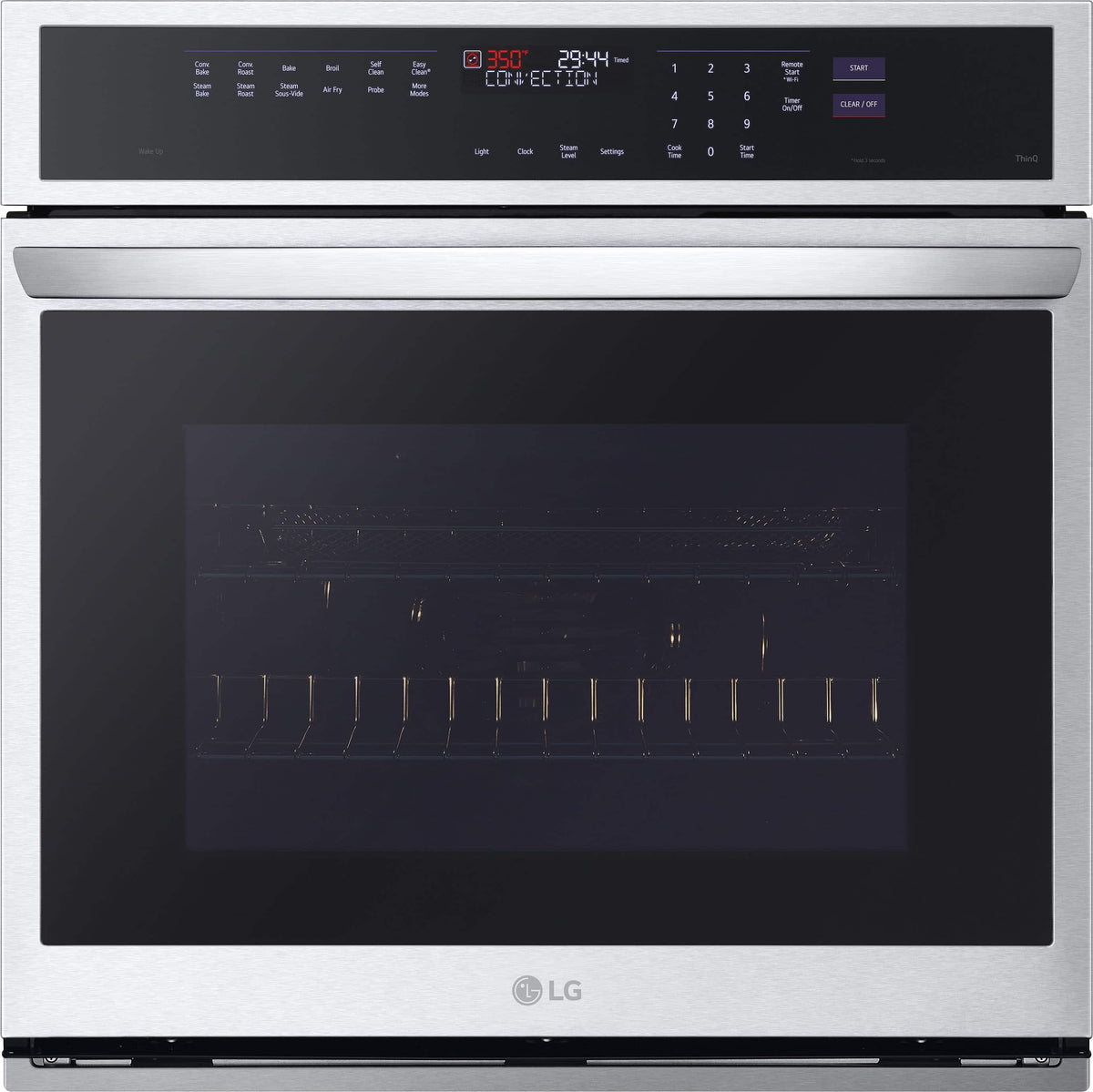 LG - 30" 4.7 Cu. Ft. Built-In Single Electric Convection Smart Wall Oven with Steam Sous Vide - Stainless Steel