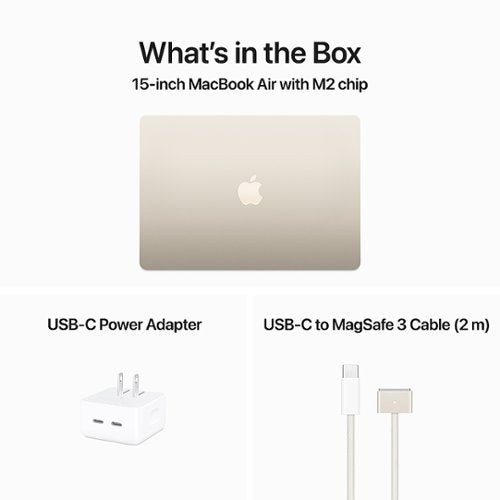 Apple - MacBook Air 15" Laptop - M2 chip Built for Apple Intelligence - 8GB Memory - 256GB SSD - Starlight