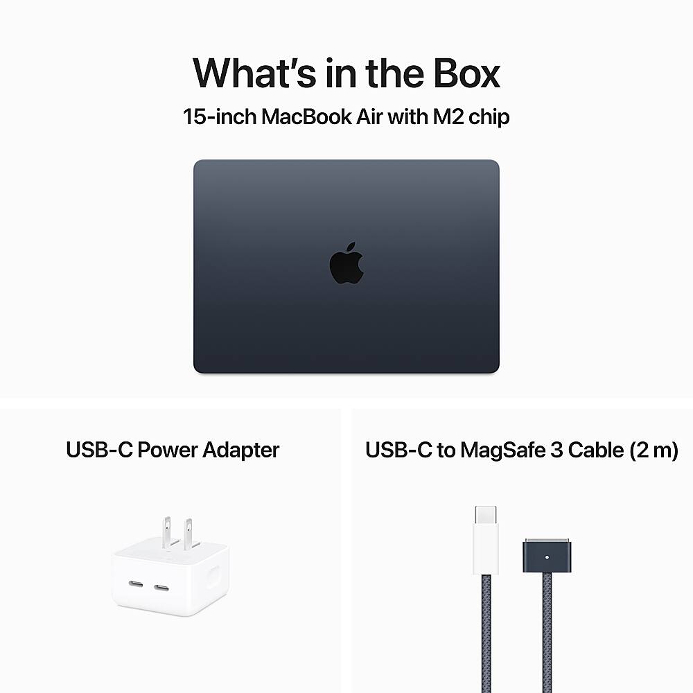 Apple - Geek Squad Certified Refurbished MacBook Air 15" Laptop - M2 chip - 8GB Memory - 256GB SSD - Midnight