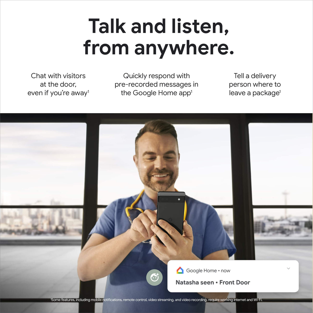 Google - Nest Wi-Fi Video Doorbell - Battery Operated - Ivy