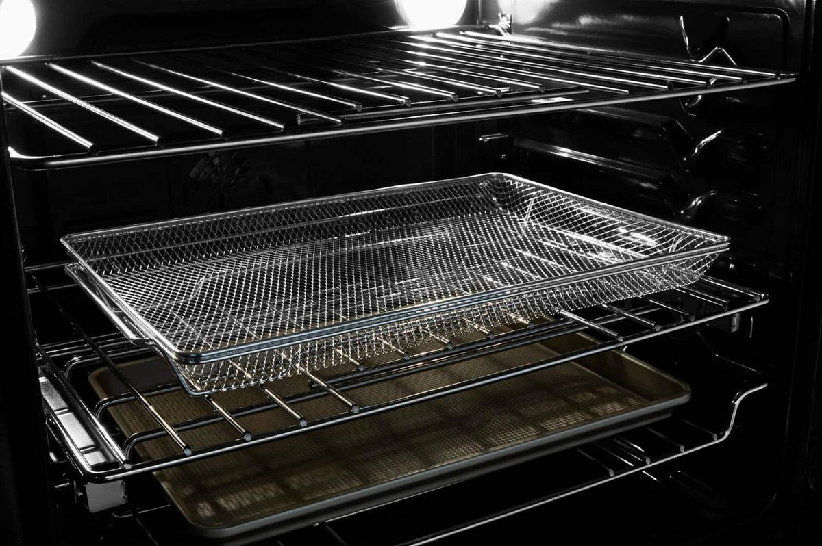 JennAir - 30 in. Wide 5 Elements RISE 6.2 Cu. Ft. Downdraft Slide-In Electric Convection Range with Dual-Choice Element - Stainless Steel