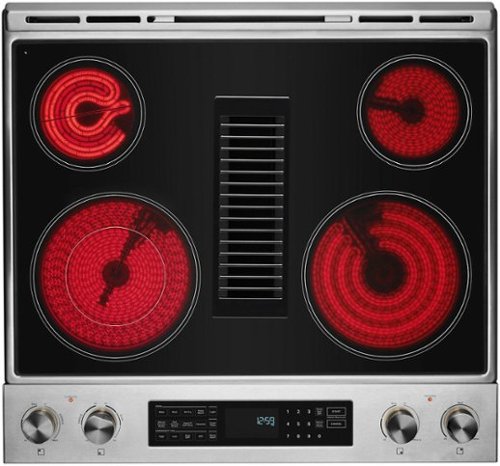 JennAir - 30 in. Wide 5 Elements RISE 6.2 Cu. Ft. Downdraft Slide-In Electric Convection Range with Dual-Choice Element - Stainless Steel
